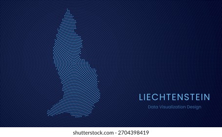 Liechtenstein estilizó el mapa punteado en el moderno concepto de visualización de tecnología de datos circular.