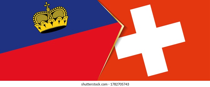 Liechtenstein and Switzerland flags, two vector flags symbol of relationship or confrontation.