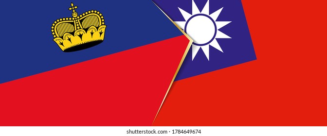 Liechtenstein and Taiwan flags, two vector flags symbol of relationship or confrontation.