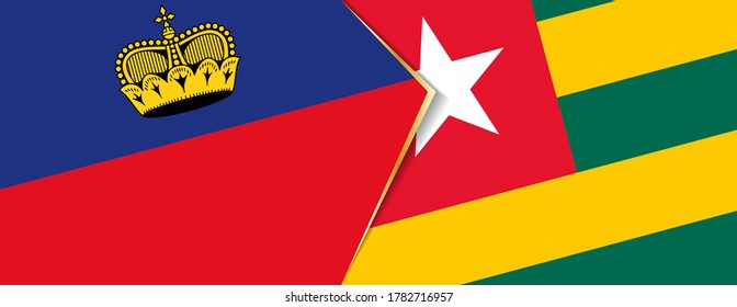 Liechtenstein and Togo flags, two vector flags symbol of relationship or confrontation.