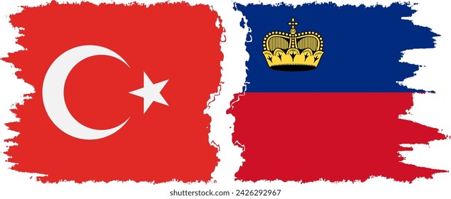 Liechtenstein und Türkei Grunge Flaggen Verbindung, Vektor