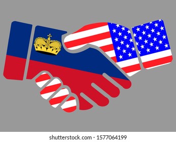 Liechtenstein and USA flags Handshake vector