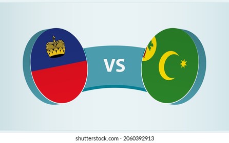 Liechtenstein versus Cocos Islands, team sports competition concept. Round flag of countries.