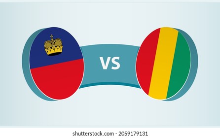 Liechtenstein versus Guinea, team sports competition concept. Round flag of countries.