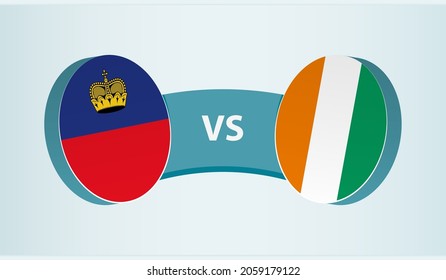 Liechtenstein versus Ivory Coast, team sports competition concept. Round flag of countries.