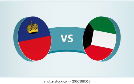 Liechtenstein versus Kuwait, team sports competition concept. Round flag of countries.