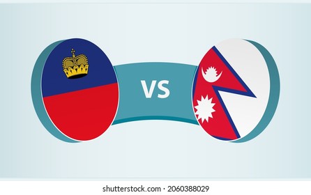 Liechtenstein versus Nepal, team sports competition concept. Round flag of countries.