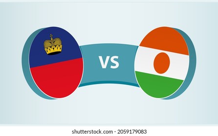 Liechtenstein versus Niger, team sports competition concept. Round flag of countries.