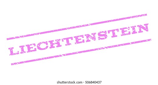 Liechtenstein watermark stamp. Text caption between parallel lines with grunge design style. Rubber seal stamp with scratched texture. Vector violet color ink imprint on a white background.