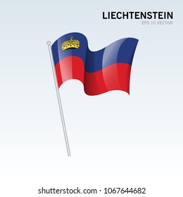 Liechtenstein waving flag isolated on gray background