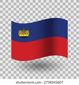 Liechtenstein wavy flag isolated transparent background