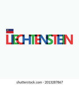 Liechtenstein's colorful typography with its vectorized national flag. European country RGB typography.