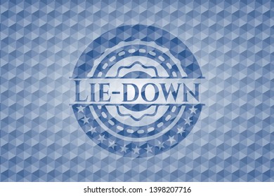 Lie-down blue emblem with geometric pattern. Vector Illustration. Detailed.