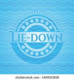 Lie-down light blue water style badge. Vector Illustration. Detailed.