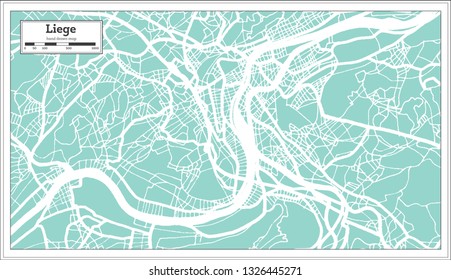 Liege City Map in Retro Style. Outline Map. Vector Illustration.