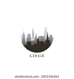 Liege cityscape, gradient vector badge, flat skyline logo, icon. Belgium city round emblem idea with landmarks and building silhouettes. Isolated graphic