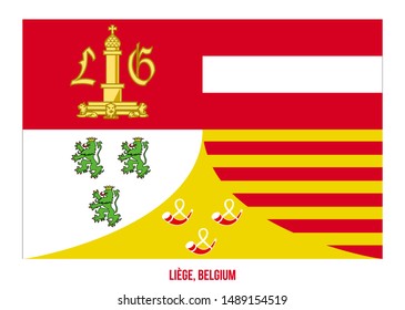 Liege Flag Vector Illustration on White Background. Provinces Flags of Belgium.