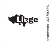 Liege map and black lettering design on white background