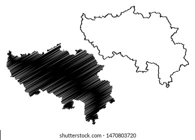 Liege Province (Kingdom of Belgium, Provinces of Belgium, Walloon Region) map vector illustration, scribble sketch Liege map