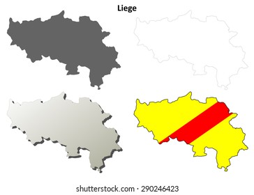 Liege (Wallonia) outline map set - Walloon version
