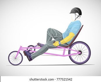 liegerad bike, stylized athlete, cyclist vector