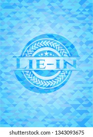 Lie-in sky blue emblem with triangle mosaic background