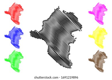 Lielvarde Municipality (Republic of Latvia, Administrative divisions of Latvia, Municipalities and their territorial units) map vector illustration, scribble sketch Lielvarde map