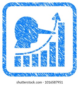 Lier Hyip Chart grungy textured icon inside rounded square for overlay watermark stamps. Flat symbol with scratched texture. Framed vector blue rubber seal stamp with grunge design of lier hyip chart.