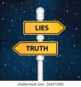 Lies and truth signpost design,clean vector