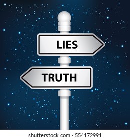 Lies and truth signpost design,clean vector