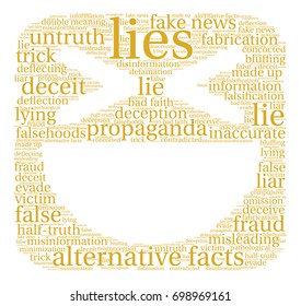 Lies word cloud on a white background. 