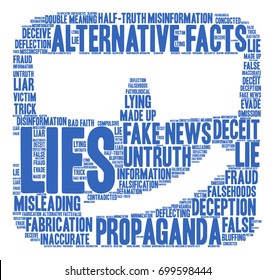 Lies word cloud on a white background. 