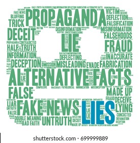 Lies word cloud on a white background. 
