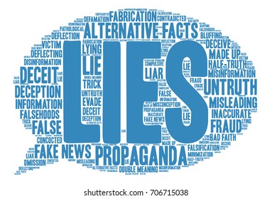 Lies word cloud on a white background. 