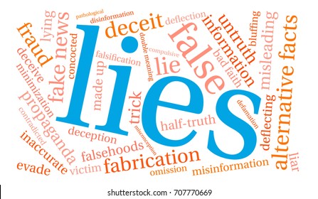 Lies word cloud on a white background. 