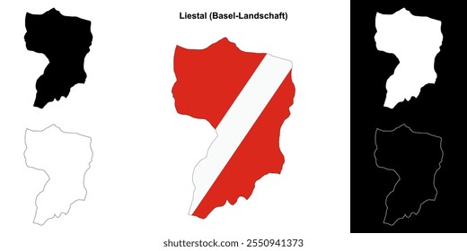 Liestal blank outline map set