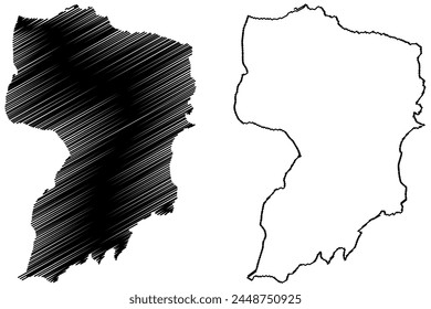 Bezirk Liestal (Schweiz, Schweizerische Eidgenossenschaft, Kanton Basel-Landschaft oder Country, Baselland oder Baselbiet) Vektorillustration, Skizze des Bezirks Liestal