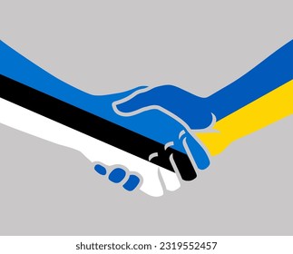 Lietuva, Estonia Baltic flags white-red blue-yellow colors. Partners national political cooperation. Two hands holding shaking each other. Country friendship. Vector logo icon illustration