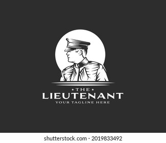 lieutenant logo facing left with black background template design