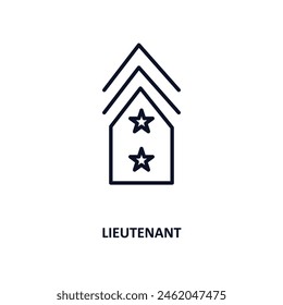 icono de esquema teniente. Ícono de línea delgada del ejército y la colección de guerra. Vector editable aislado sobre fondo blanco