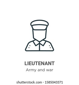 Lieutenant outline vector icon. Thin line black lieutenant icon, flat vector simple element illustration from editable army and war concept isolated on white background