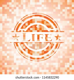 Life abstract orange mosaic emblem