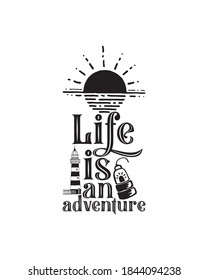 life is an adventure. Hand drawn typography poster design. Premium Vector.