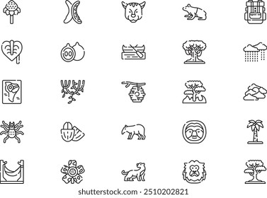 Life of amazon icons collection is a vector illustration with editable stroke.