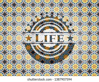 Life arabic emblem background. Arabesque decoration.