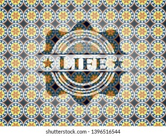 Life arabic style emblem. Arabesque decoration.