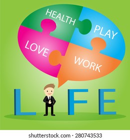 Life balance green background, vector