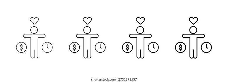Conjunto de Vectores Life Balance Icons en diferentes estilos de línea de trazo