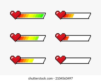 Life bar elements in pixel art style