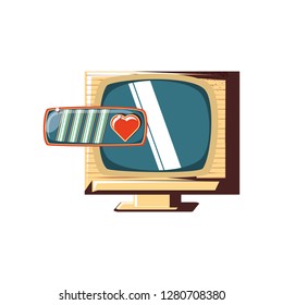life bar and heart with tv retro